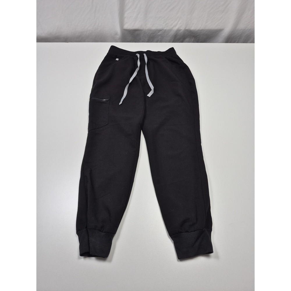 FIGS Zamora Jogger Scrub Pants Womens Small Black Drawstring Pockets Medical